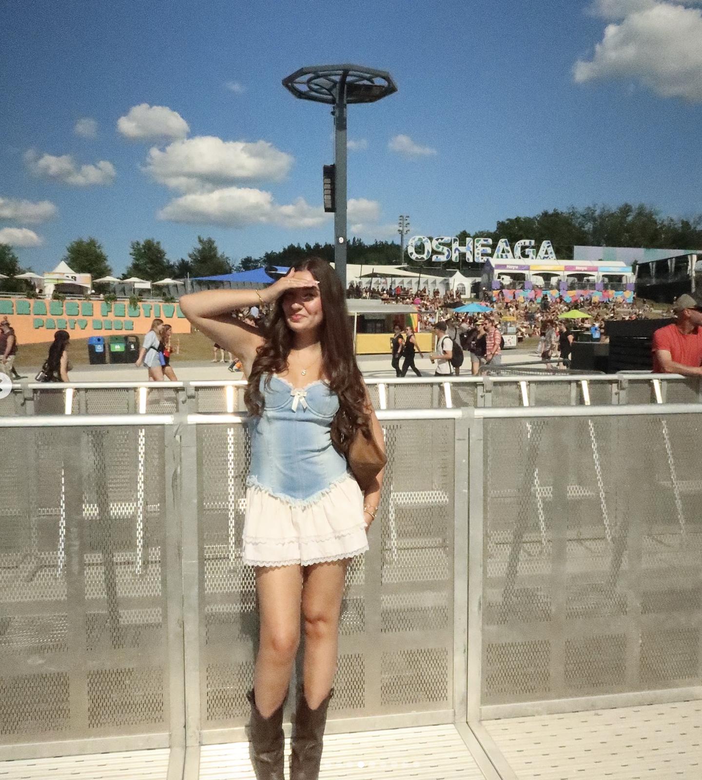 Guest wearing a festival outfit outdoors
