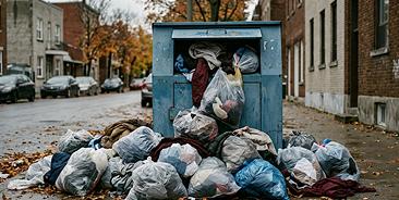 Overstuffed closet of unused clothes
